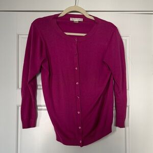 August Silk Fuchsia Button-Front Cardigan